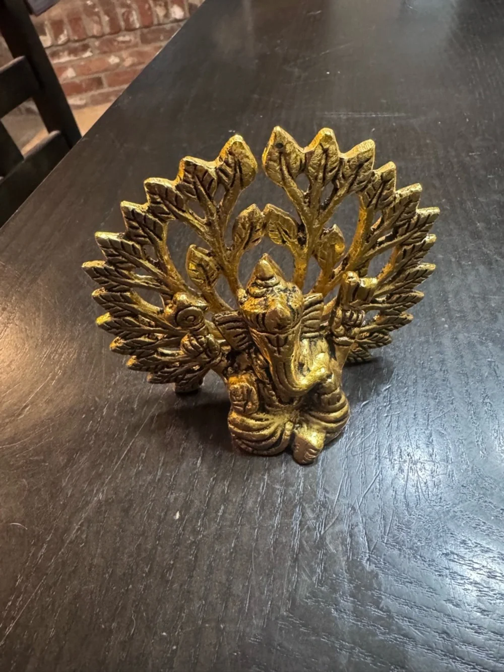 Gold Ganesha Standing Statue Accent - Decorative Hindu Deity Sculpture Small